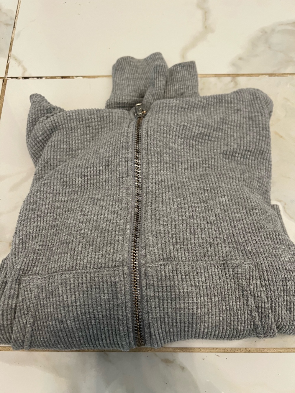 TNA Light Gray Ribbed Zip Hoodie